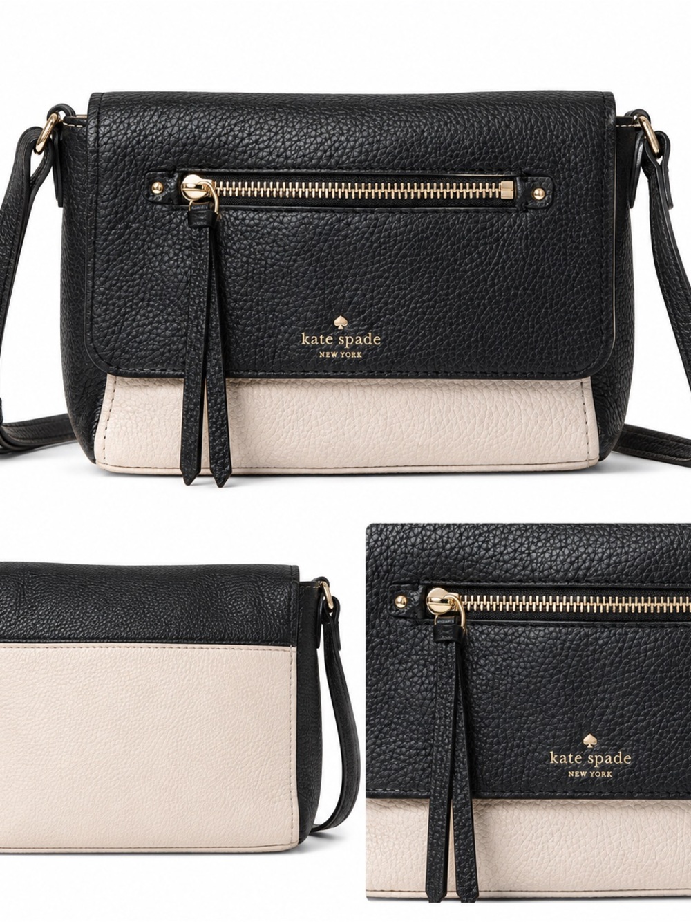Kate Spade New York Black Blush Pebbled Leather Crossbody Bag